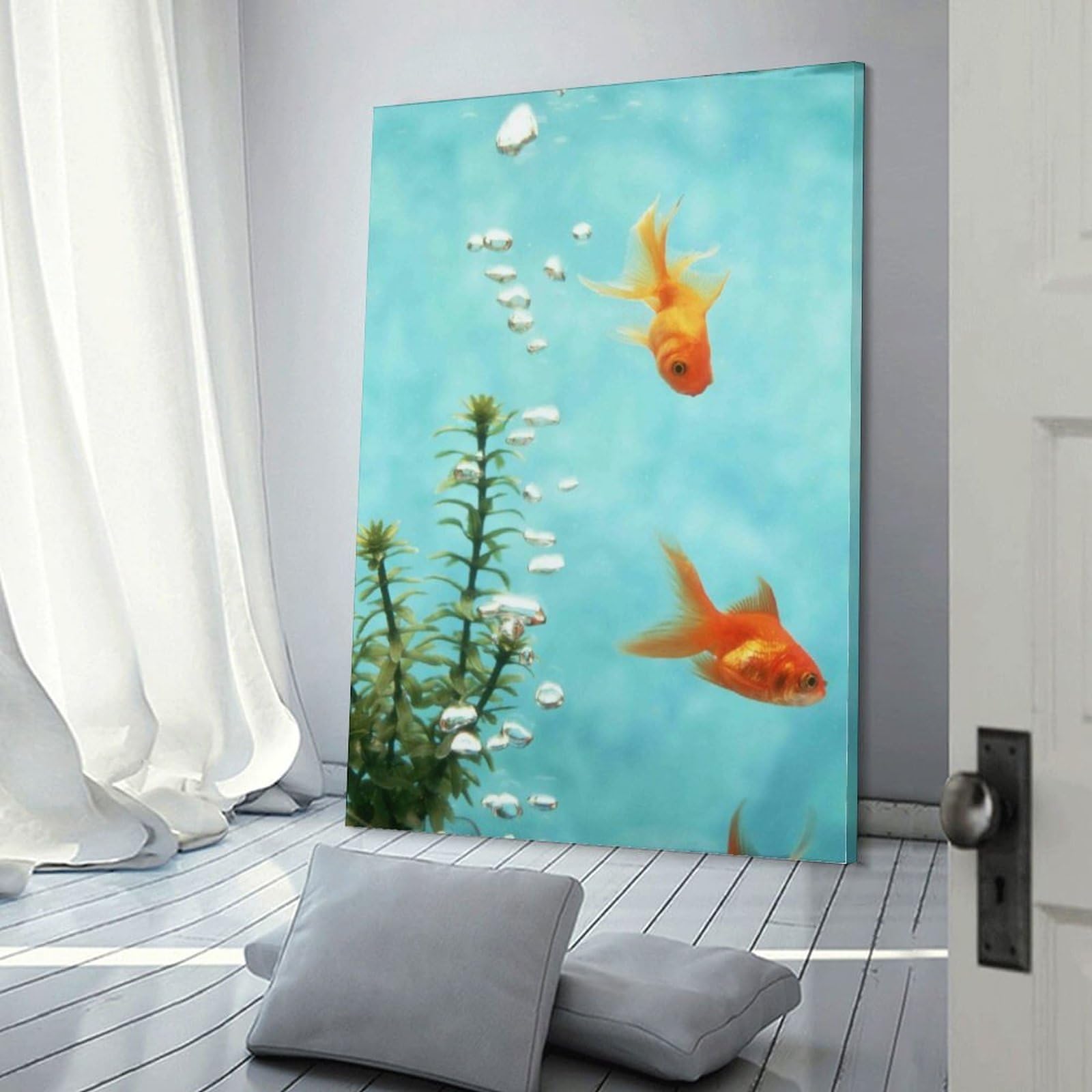 Amazon.co.jp: 絵画 水槽の中の 2 匹の小さな金魚インテリア 絵画